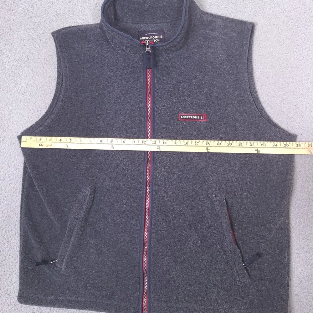 Vintage Abercrombie and‎ Fitch Fleece Vest Mens XL Gray Full Zip Jacket